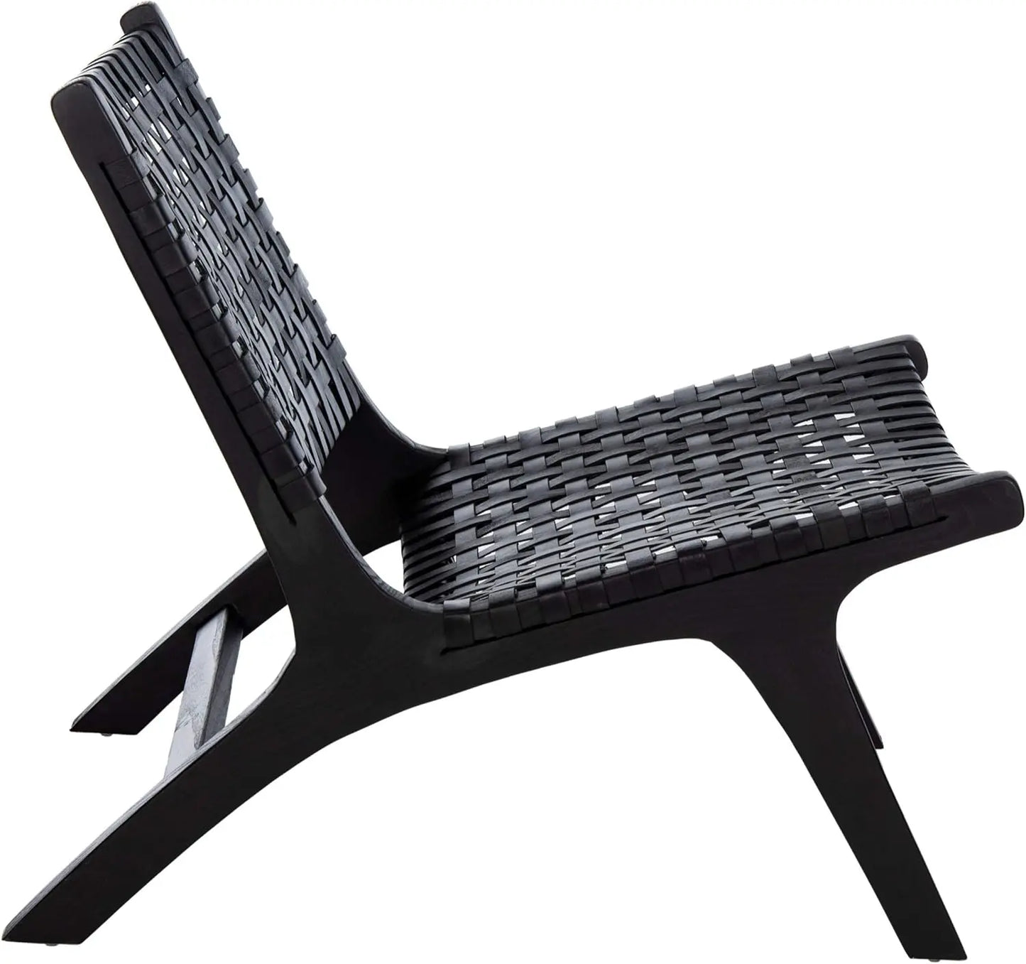 Safavieh Home Black and Black Leather Woven Accent Chair