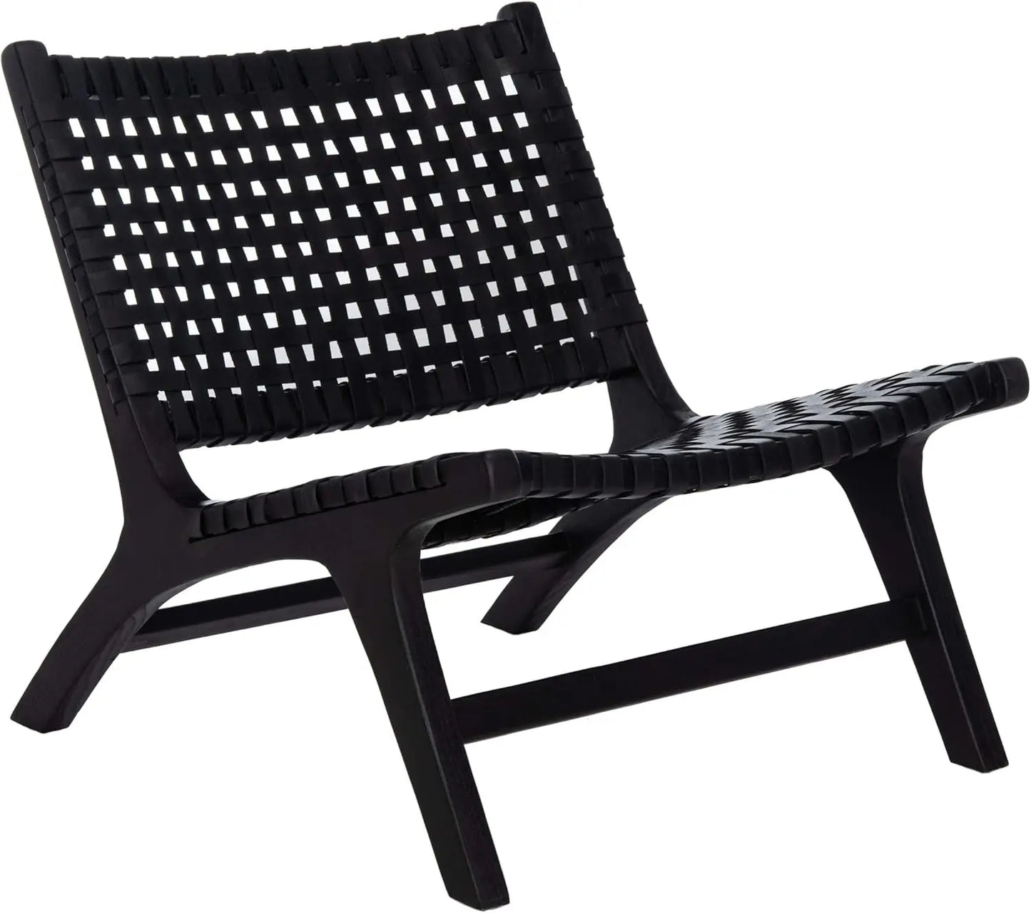 Safavieh Home Black and Black Leather Woven Accent Chair