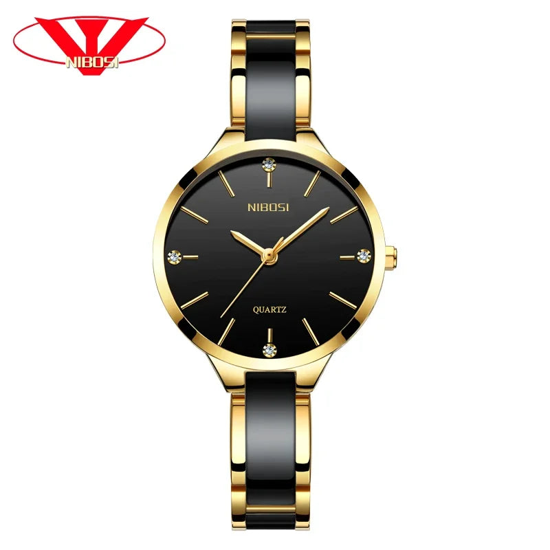 NIBOSI Women Wrist Watch Ceramic Bracelet Watches Ladies Creative Watch For Women Female Clock Relogio Feminino Montre Femme