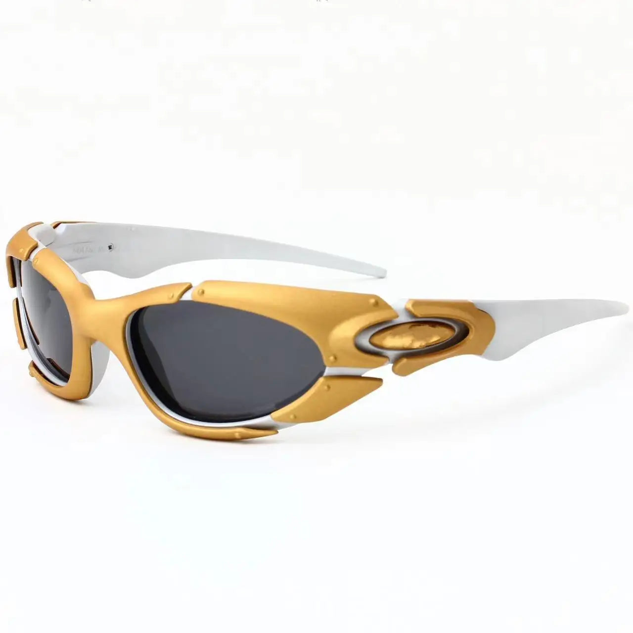 Gold framed polarized sunglasses X metal futuristic technology style outdoor sports cycling sunglasses 8001