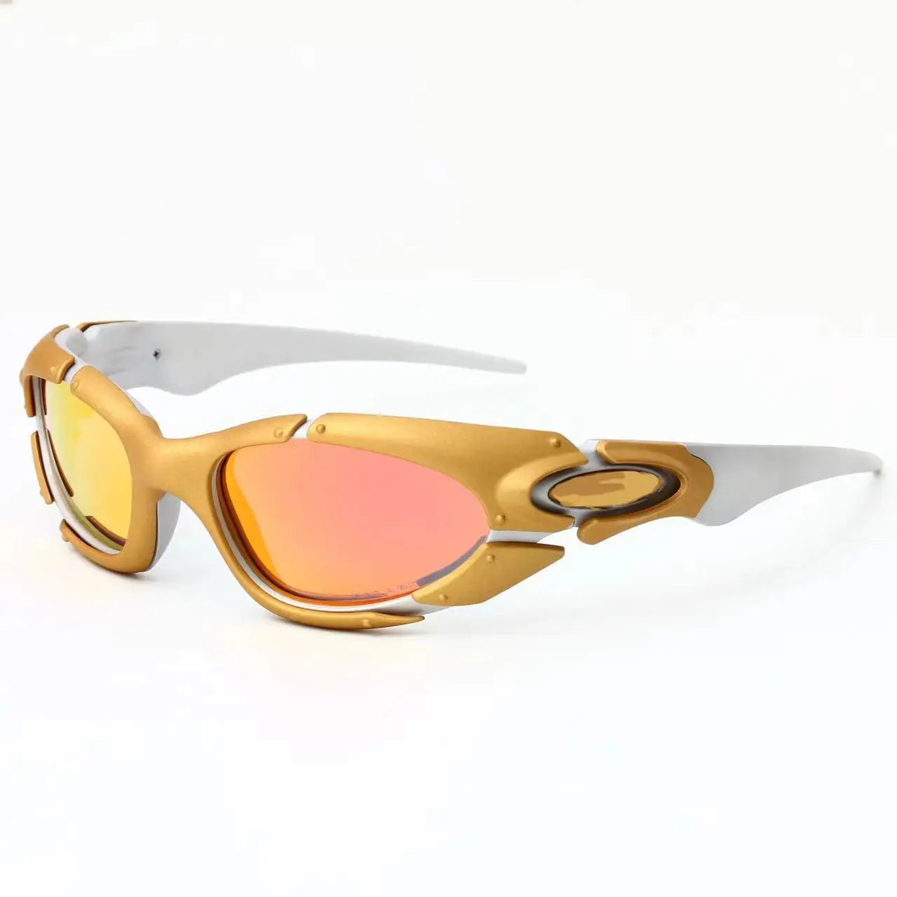 Gold framed polarized sunglasses X metal futuristic technology style outdoor sports cycling sunglasses 8001