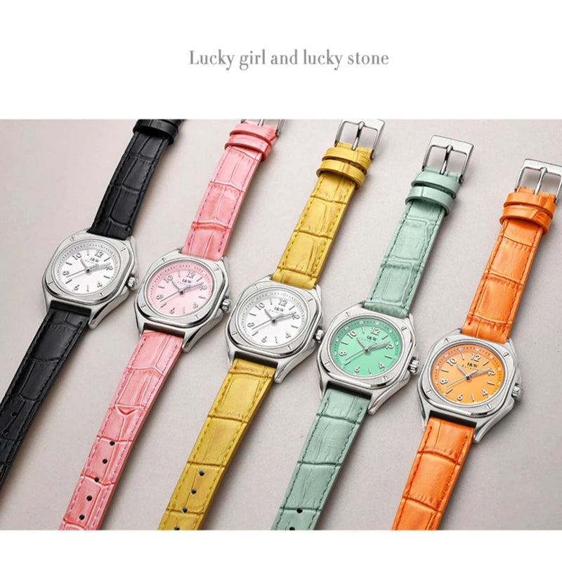 Carnival Brand I&W Series Fashion Pink Quartz Watch Women Luxury High Quality Leather Waterproof Women Wristwatches for Womens