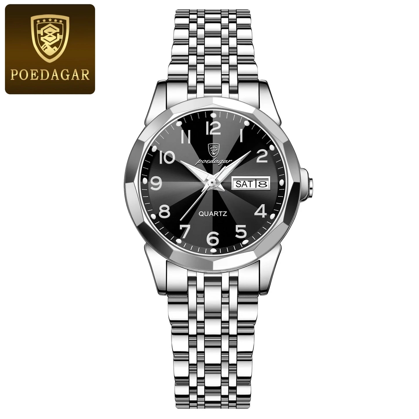 POEDAGAR Luxury Ladies Wristwatch Waterproof Luminous Date Week Women Quartz Watch Stainless Steel Women‘s Watches Female Reloj