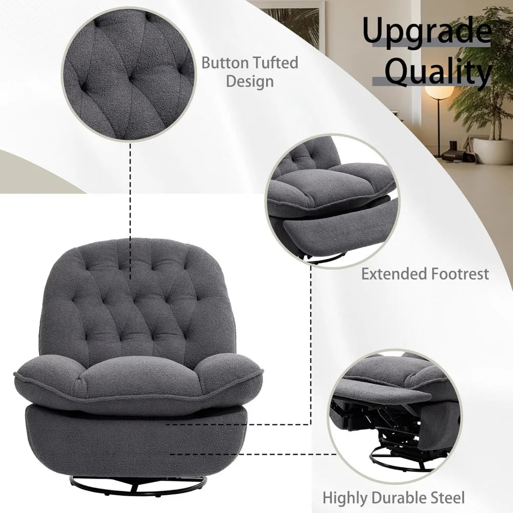 Recliner Chair, Modern Accent Chair for Living Room, 360° Swivel Rocker Gilder for Nursery, Comfy Uphlostered Lounge Chair