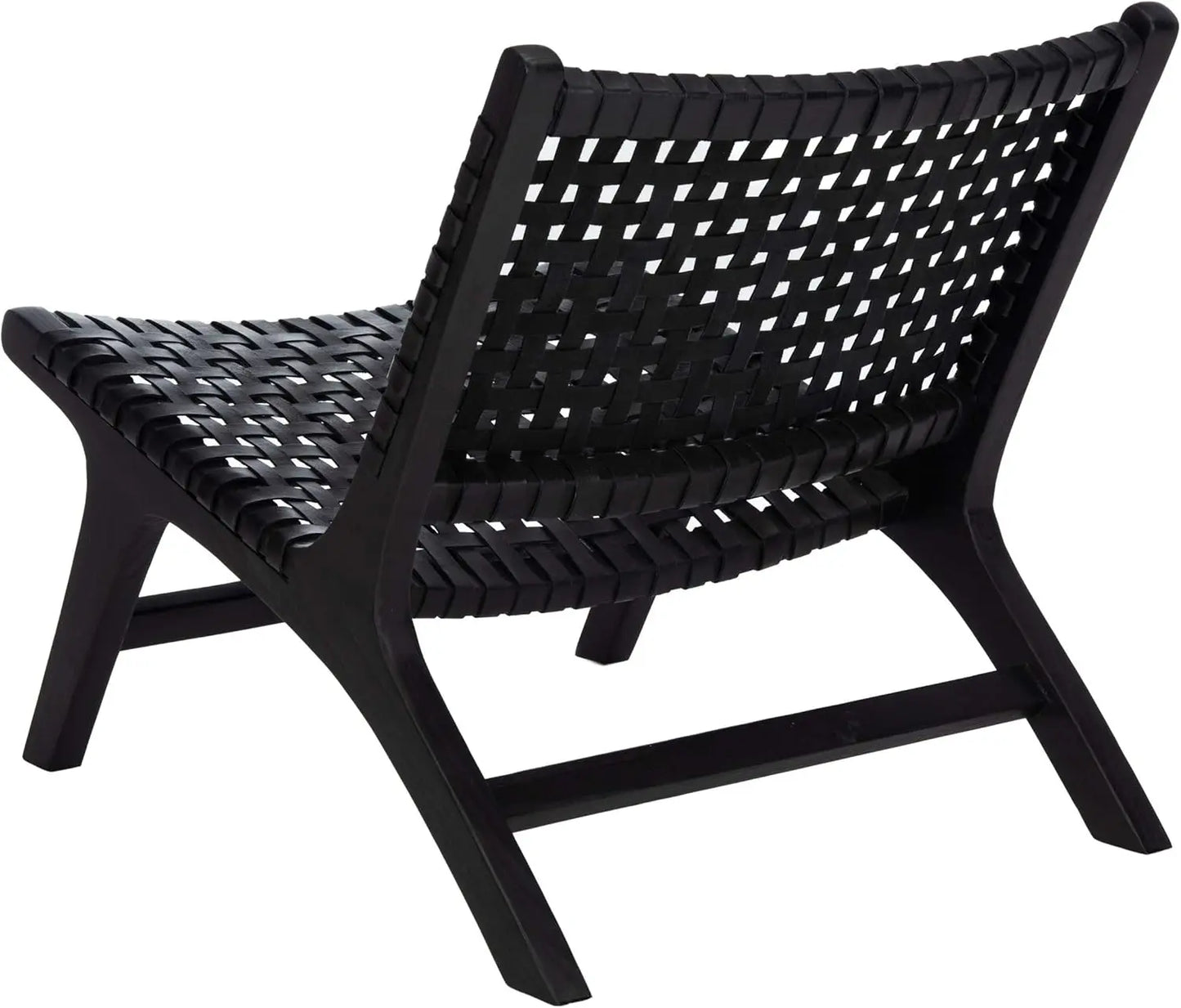 Safavieh Home Black and Black Leather Woven Accent Chair