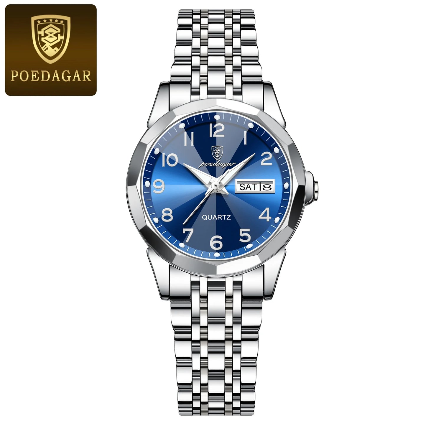 POEDAGAR Luxury Ladies Wristwatch Waterproof Luminous Date Week Women Quartz Watch Stainless Steel Women‘s Watches Female Reloj