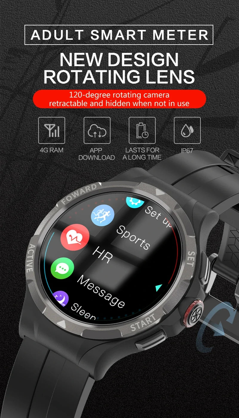 2024 V10 Smart Watch Men 4G+128G 1.43 inch Screen Android 10.1 GPS Telescopic 120 Rotary 2Million PixelsCamera Smartwatch