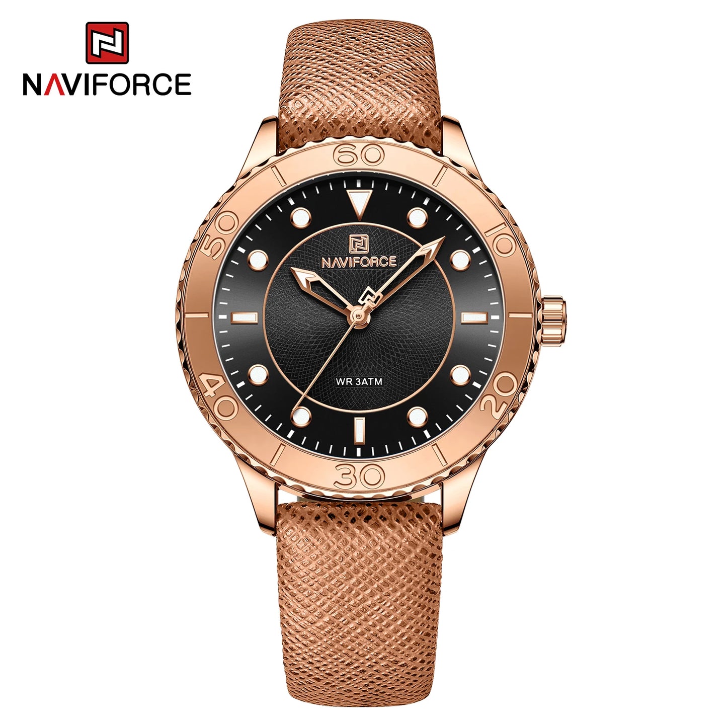 2022 New Women Luxury Quartz Watch NAVIFORCE Ladies Fashion Casual Simple Wristwatch Luminous Pointer Leather Wristband Clock