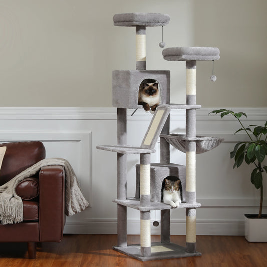 Tall Cat Tree Large Cat Tower for Indoor Cats Multi-Level Plush Cat Condo with Scratching Posts Scratching Boards Perches Caves