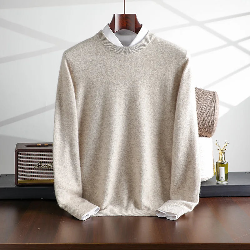 Autumn and Winter New Collection {100% Cashmere} Men's Cashmere Hot Selling Round Neck Casual Solid Color Knitted Sweater for Me