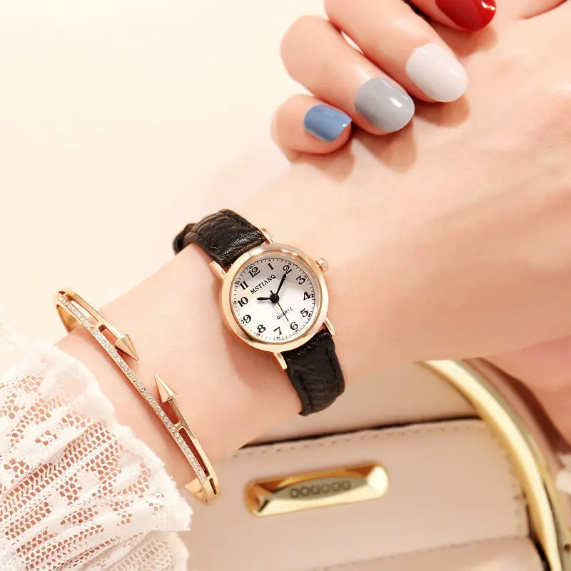 Exquisite Little Ladies Dress Watch Retro Leather Female Clock Brand Ladies Fashion Mini Design Watch Clock Watch Women