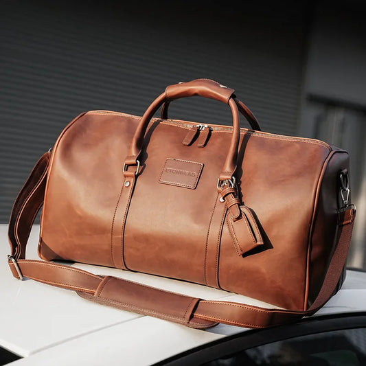 Luxury Vintage Travel Tote Men Handbag Fashion Large Capacity Handbag Men Dry Wet Separation Crossbody Bags Male Hand Bag Bolso