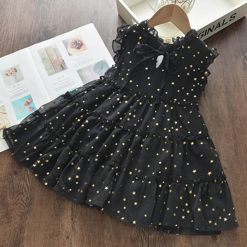 Menoea Girls Wedding Dress 2023 Summer Fashion Girl Kids Party Dresses Starry Sequins Outfits Gown Children Princess Clothes