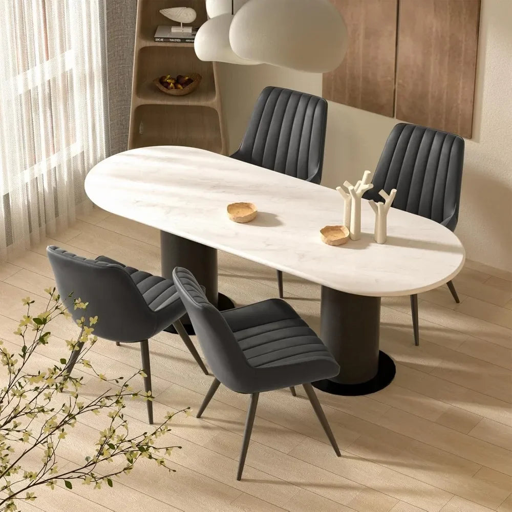 Comfy Dining Room Chairs with Thick Cushions, Upholstered Fabric Kitchen Side Chairs with Metal