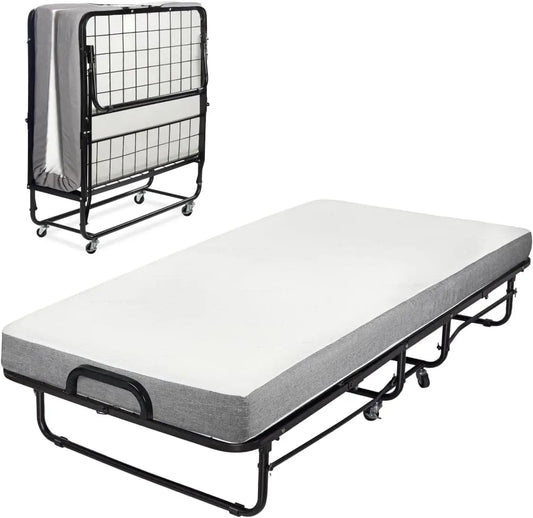 Diplomat Folding Bed – Cot Size - with Luxurious Memory Foam Mattress and a Super Strong Sturdy Frame – 75” x 31