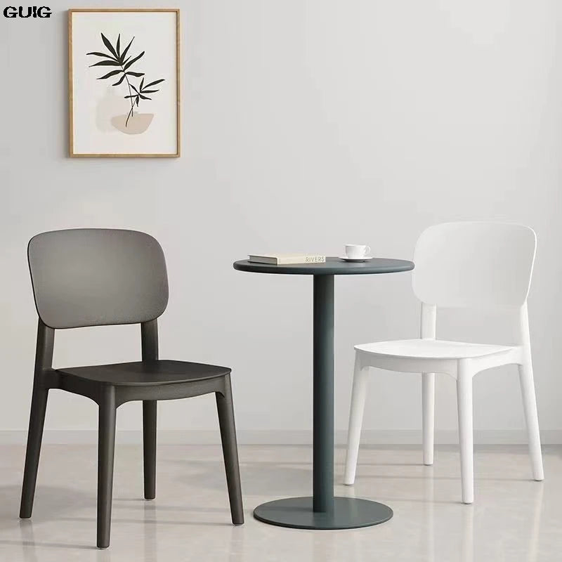 GUIG Home Thickened Plastic Chair Can Be Stacked Long Sitting Comfortable Dining Table Chair Designer Creative Backrest Stool