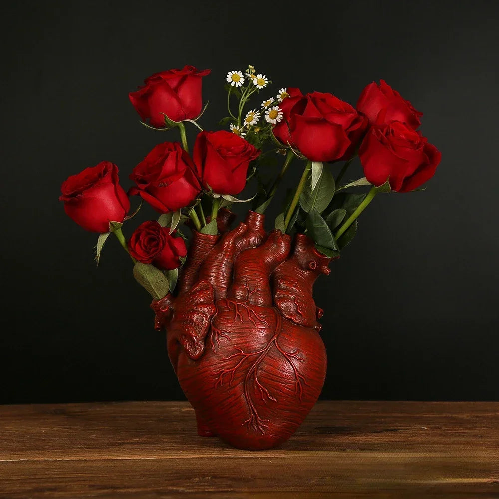 Heart Vase Dry Pot Art Vase Human Statue Container Simulated Anatomy Heart Vase Decorative Gift Valentine's Day Gift