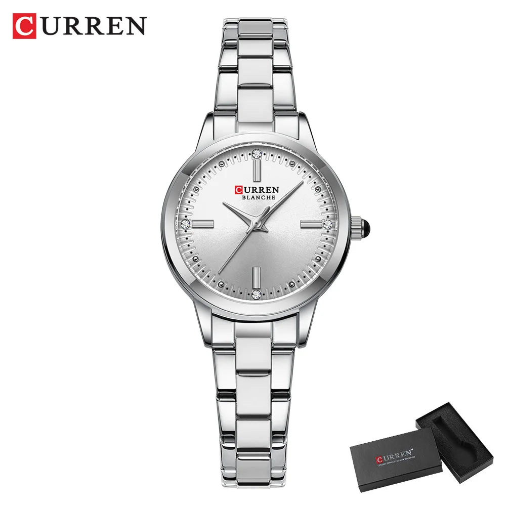 CURREN Original Quartz Watch for Women Fashion Elegant Ladies Watches Stainless Steel Waterproof Women's Wristwatch