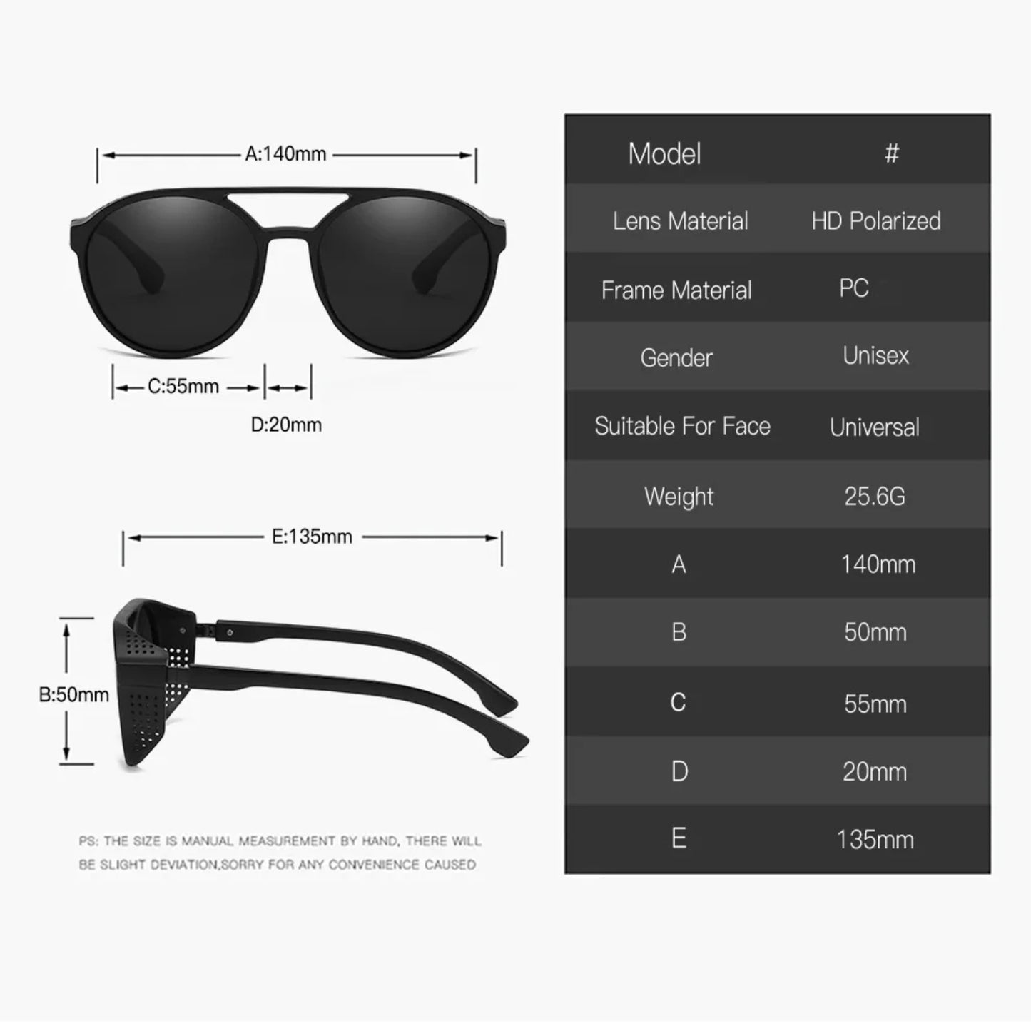 High-Quality and Stylish Polarized Round Sunglasses for Men and Women - Perfect Eyewear for Motorcycle Riding, Fishing, Running,