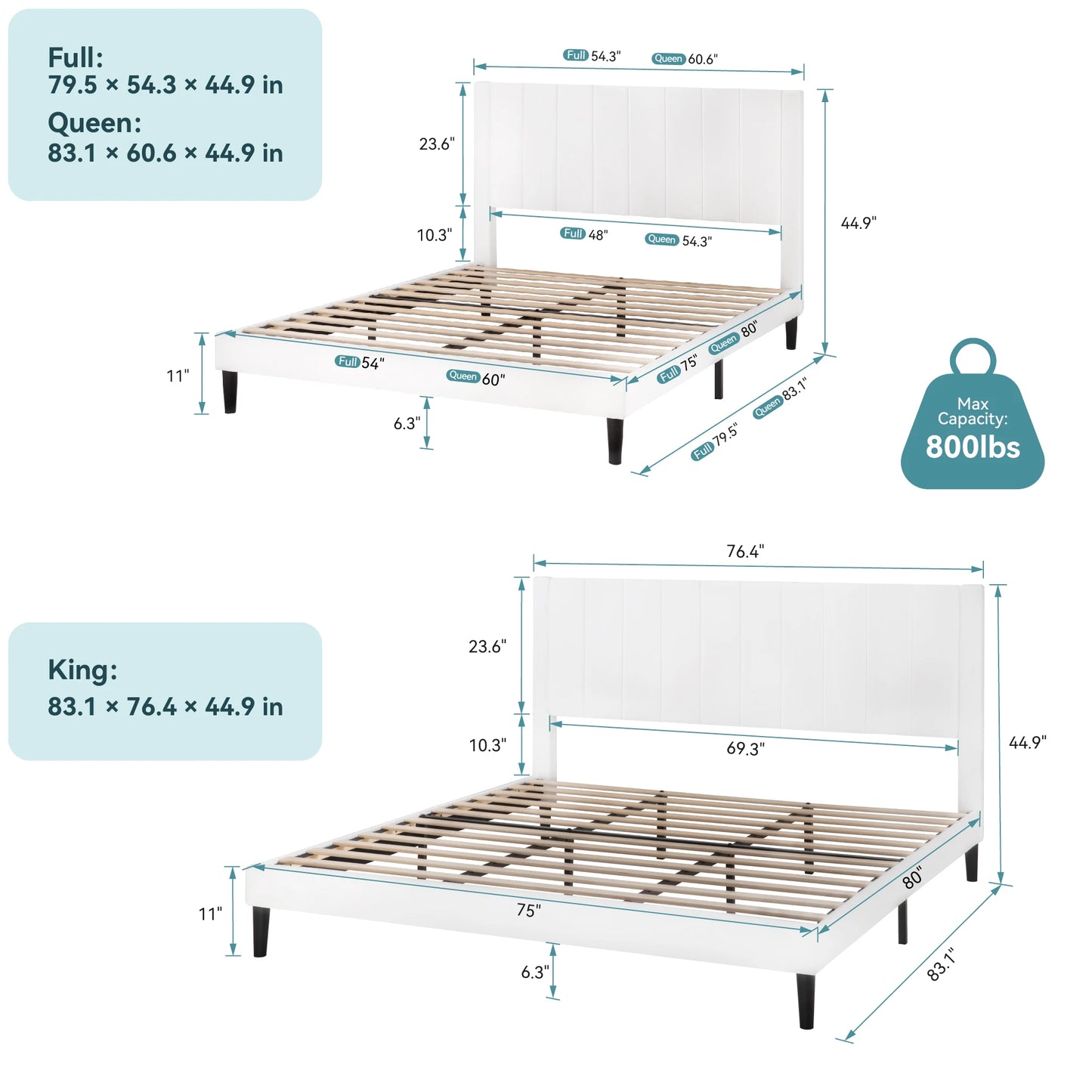 HOOMIC Platform Bed Frame with Velvet Upholstered Plush Vertical Channel Headboard, No Box Spring Needed, Easy Assembly  Allewie