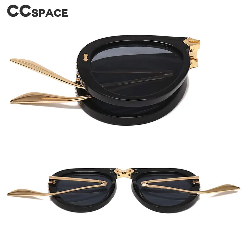 46838 Foldable Retro Diamond Sunglasses Men Women Fashion Shades UV400 Vintage Glasses