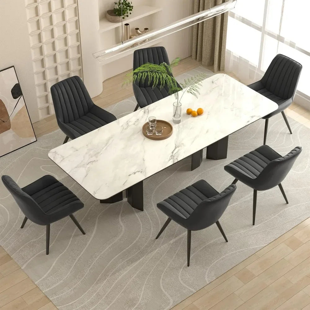 Comfy Dining Room Chairs with Thick Cushions, Upholstered Fabric Kitchen Side Chairs with Metal