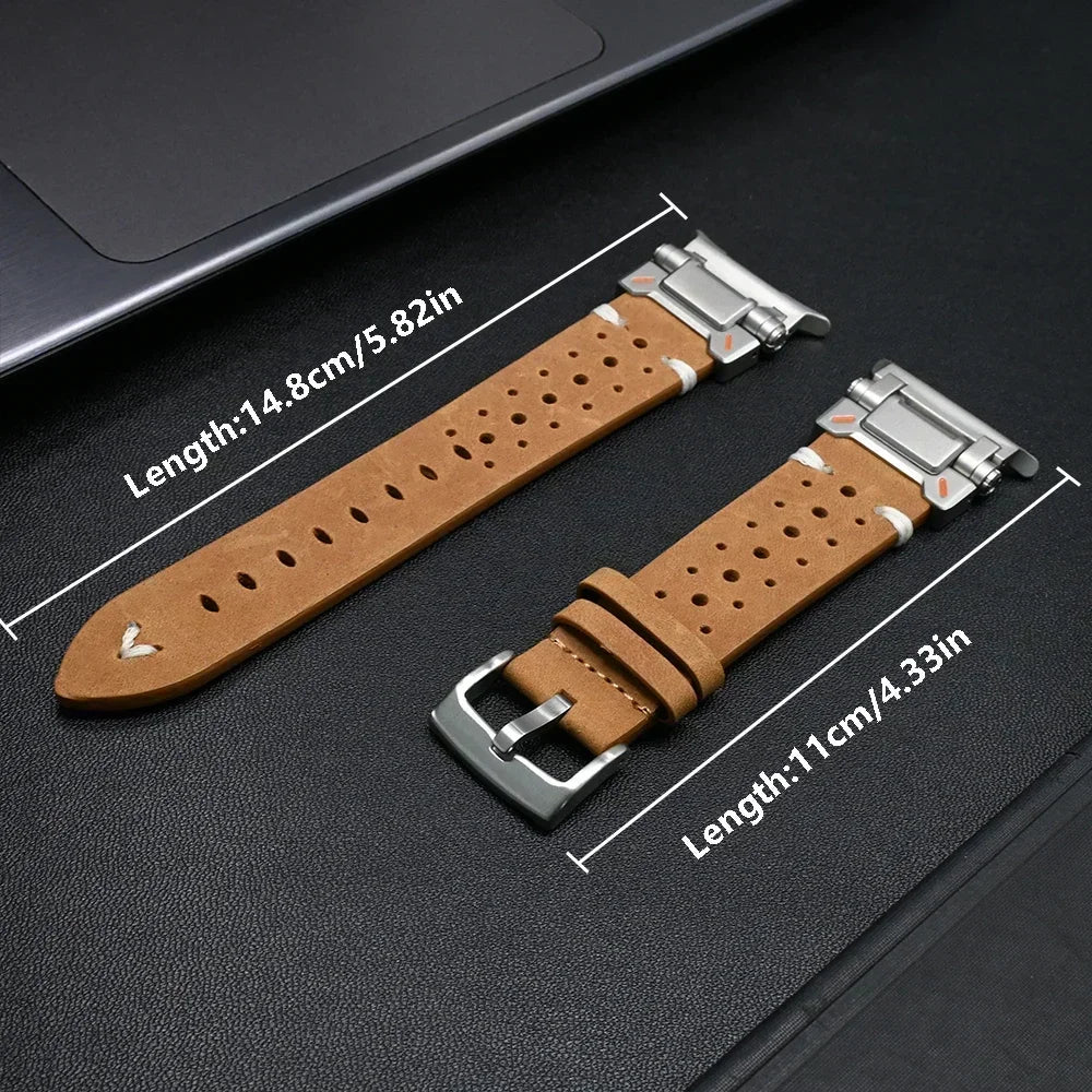 No Gaps Stainless Steel+Leather Band for Samsung Galaxy Watch Ultra 47mm Men Luxury Bracelet for GALAXY WATCH ULTRA Mecha Strap