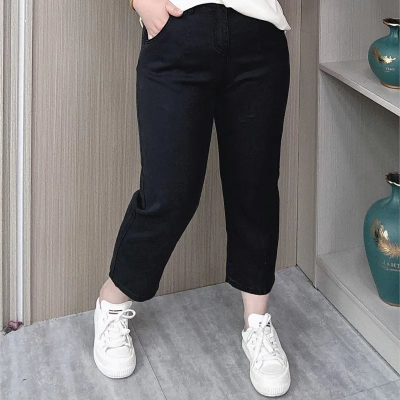 Summer Thin Lyocell Jeans For Women Plus Size High Waist Slim Stretch Thin Ice Silk Harem Pants