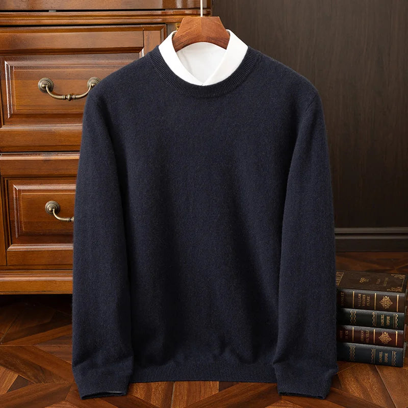 Autumn and Winter New Collection {100% Cashmere} Men's Cashmere Hot Selling Round Neck Casual Solid Color Knitted Sweater for Me