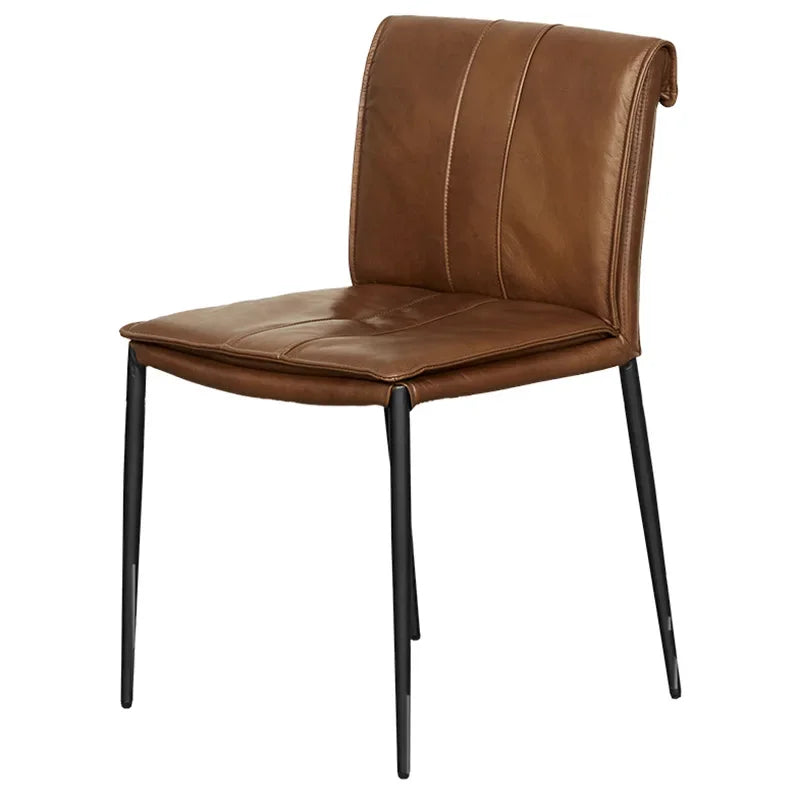 Light Luxury Dining Chair Home Designer Backrest Chair Wabi-sabi Style Leather Modern Simple Leisure Restaurant Leather Chair