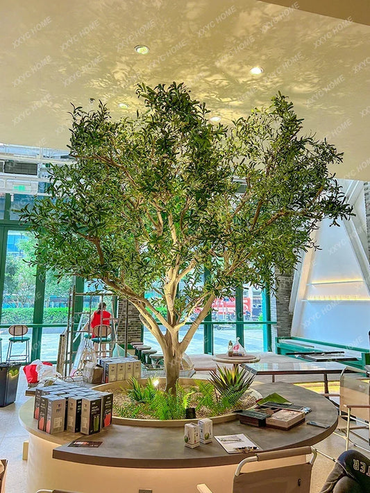 Simulation Olive Tree Large on-the-Ground Green Plant Indoor and Outdoor Landscape Bionic Fake Trees Decoration