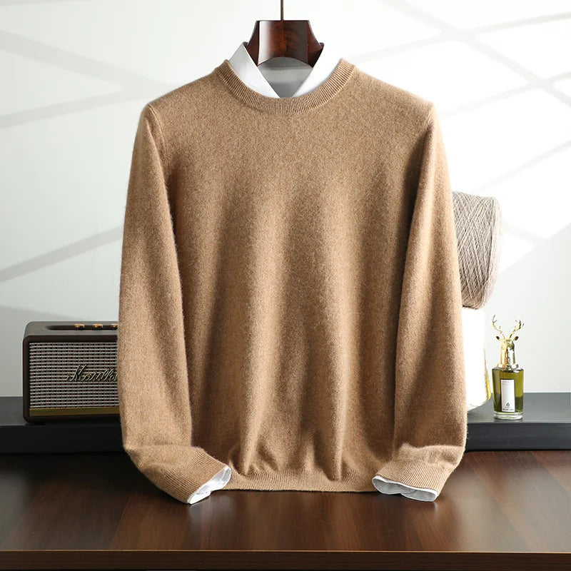 Autumn and Winter New Collection {100% Cashmere} Men's Cashmere Hot Selling Round Neck Casual Solid Color Knitted Sweater for Me