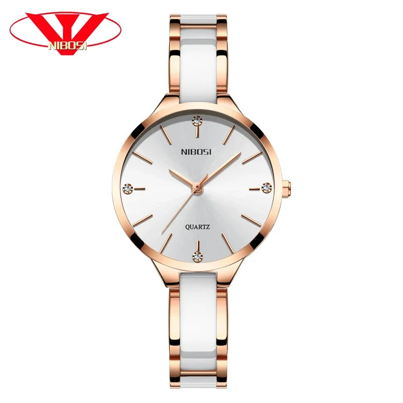 NIBOSI Women Wrist Watch Ceramic Bracelet Watches Ladies Creative Watch For Women Female Clock Relogio Feminino Montre Femme