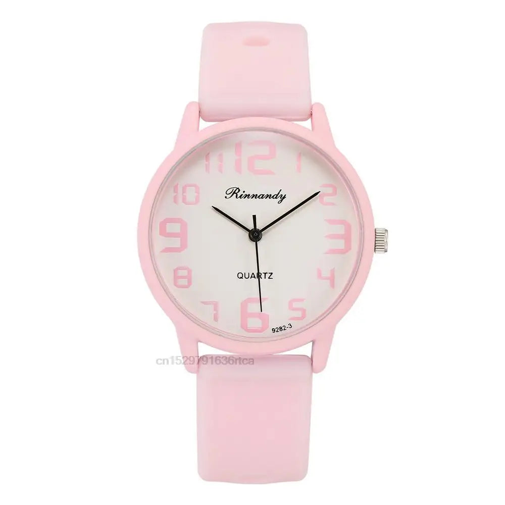 Women Fashion Silicone Watches Set Minimalist High Number  Qualities Big Dial Ladies Quartz Wristwatches With Casual Clock Gifts