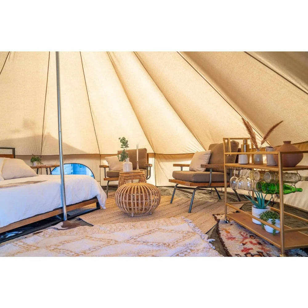 Luxury Canvas Bell Tent for Outdoor Camping, Waterproof Glamping Yurt, W/StoveJack, 4 Season