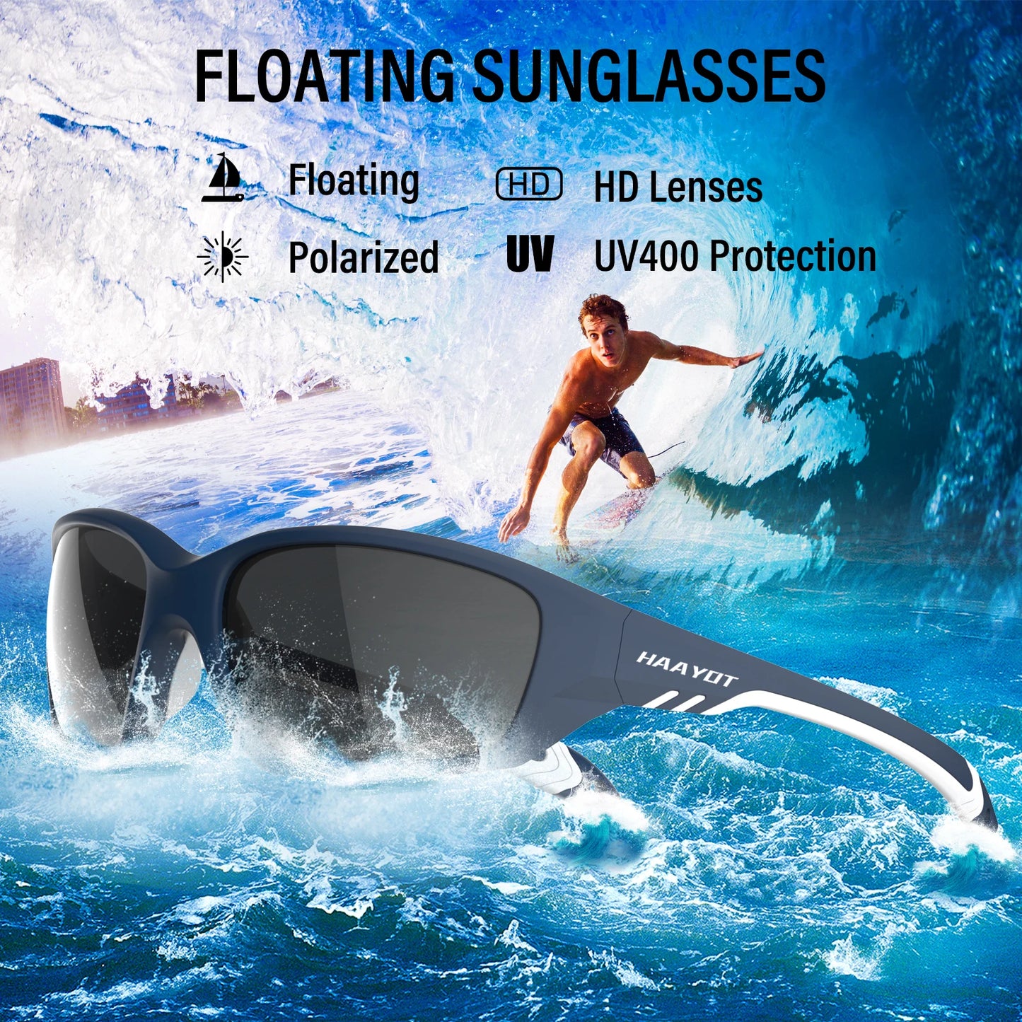 SUUKAA Floating Sunglasses Polarized UV400 Lightweight Fishing Glasses For Men Women Driving Golf Running Cycling Glasses