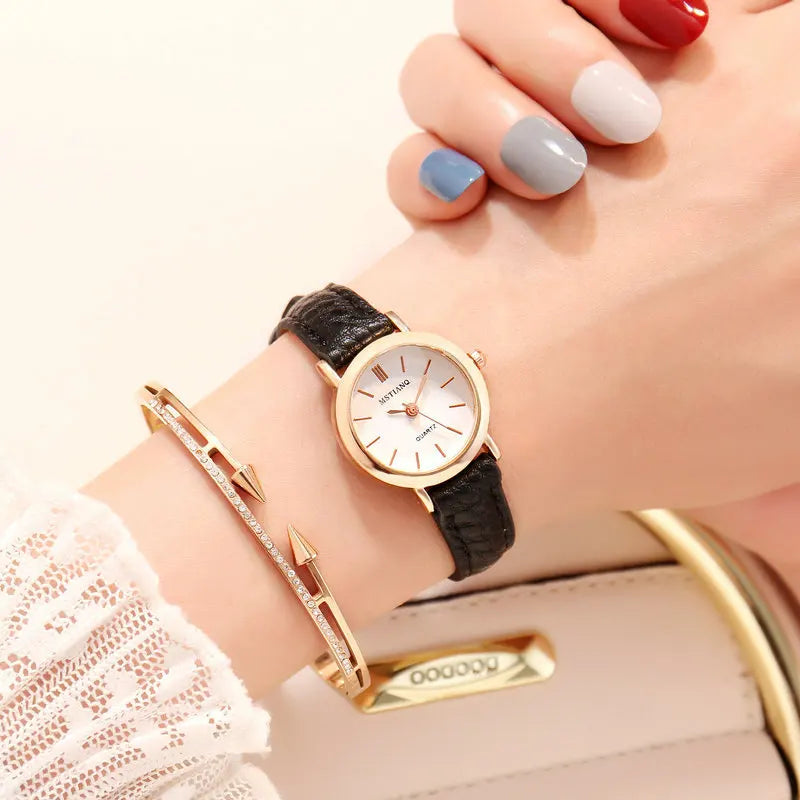 Exquisite Little Ladies Dress Watch Retro Leather Female Clock Brand Ladies Fashion Mini Design Watch Clock Watch Women