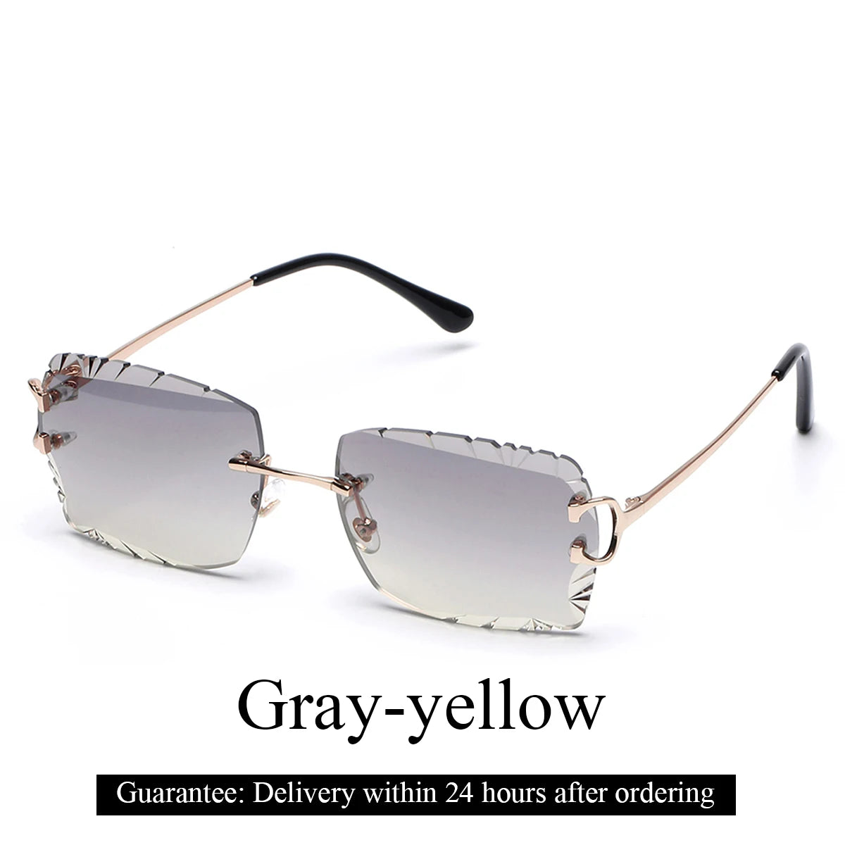 Ruiao Luxury high quality rimless diamond cut nylon lens UV400 Sunglasses fashion square metal legs glasses for men women