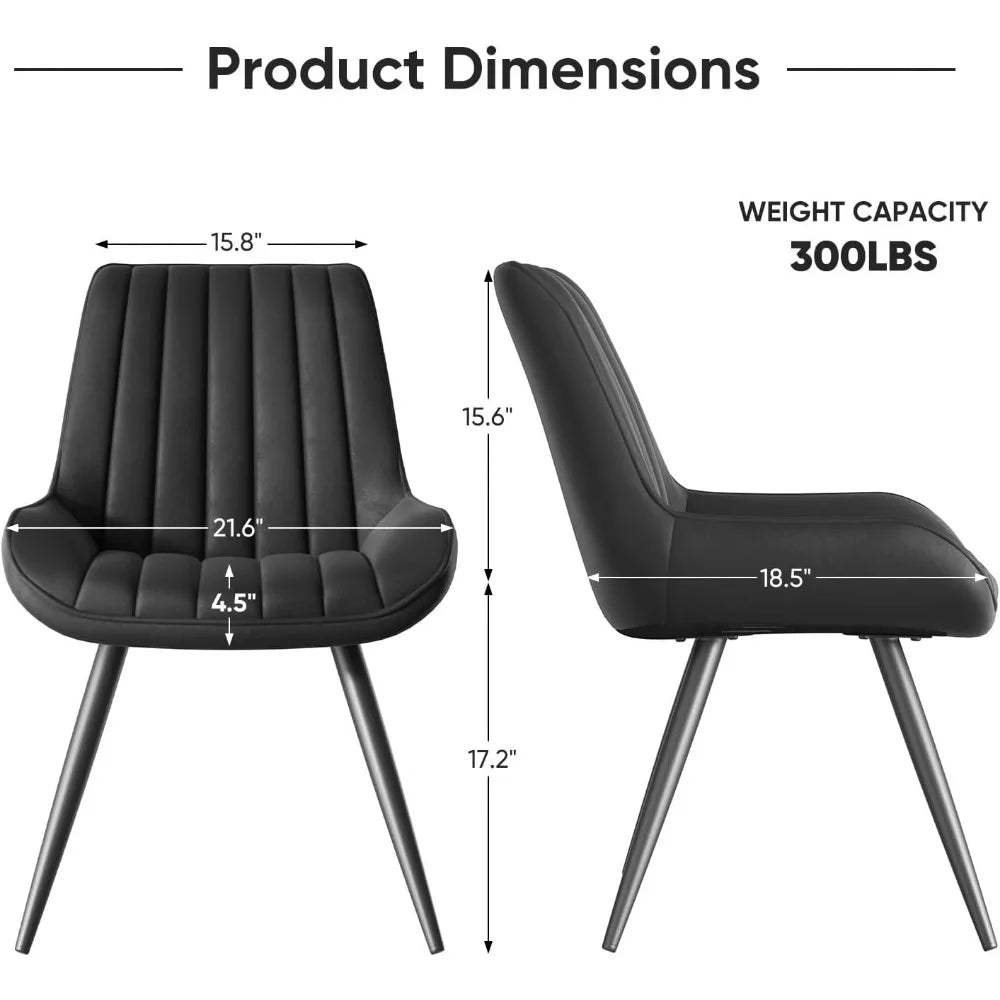 Modern Dining Chairs Set of 4, Comfy Dining Room Chairs with Thick Cushions, Upholstered Kitchen Side Chairs with Metal Legs