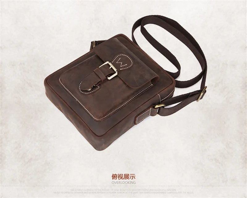 Leather Casual Genuine Shoulder Bag Men Crossbody Messenger Crazy Horse s Wholesale Free Shipping