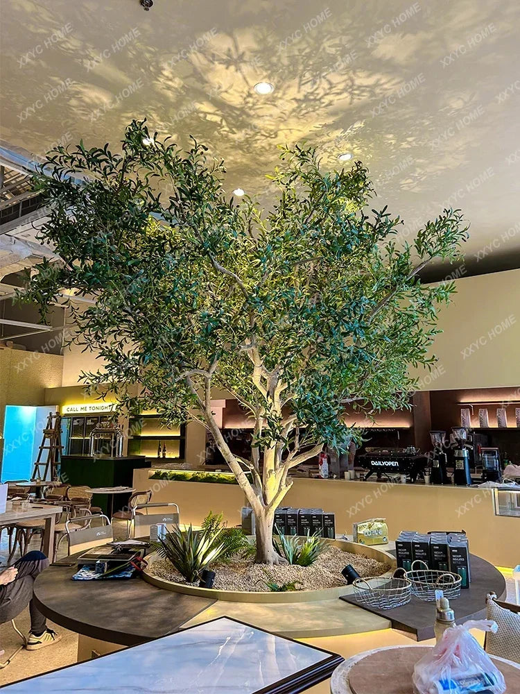 Simulation Olive Tree Large on-the-Ground Green Plant Indoor and Outdoor Landscape Bionic Fake Trees Decoration