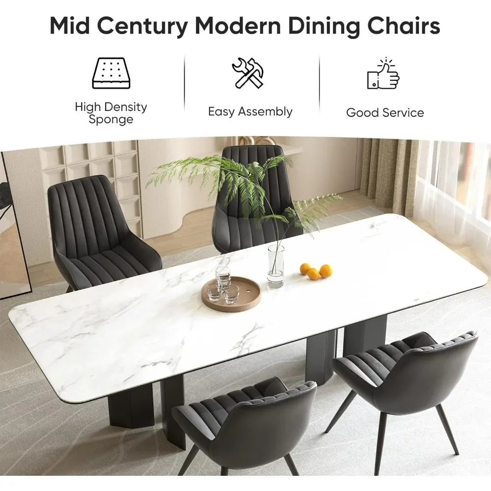 Comfy Dining Room Chairs with Thick Cushions, Upholstered Fabric Kitchen Side Chairs with Metal