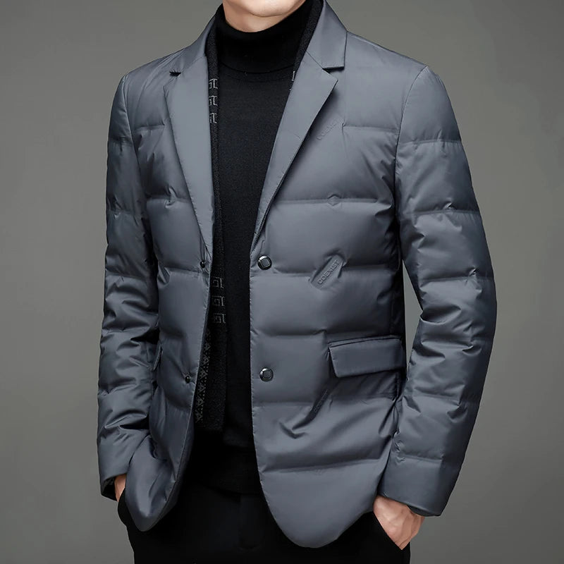 Winter New Style 90 White Duck Down Men's High-End Quality Scarf Collar Casual Suit Jacket