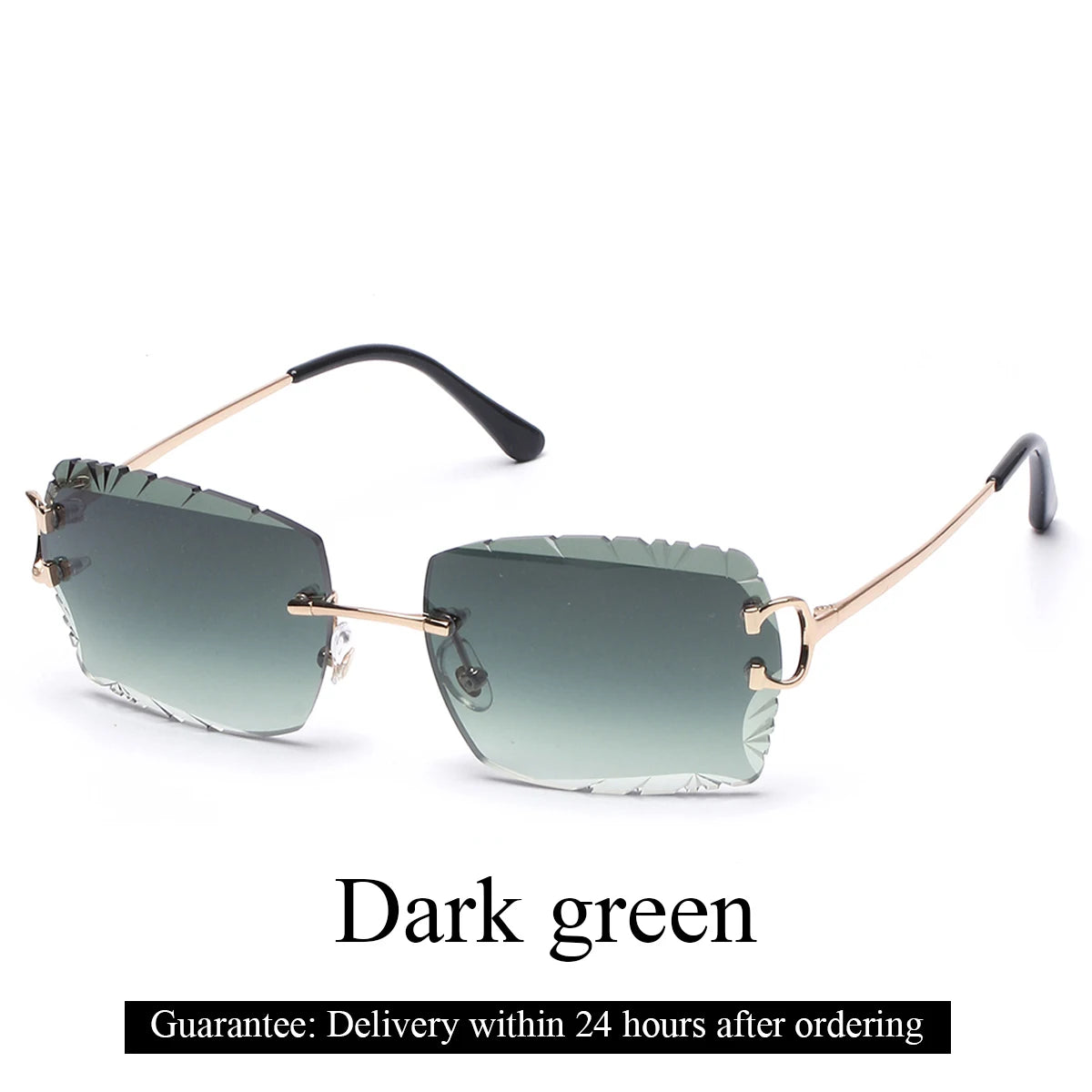 Ruiao Luxury high quality rimless diamond cut nylon lens UV400 Sunglasses fashion square metal legs glasses for men women