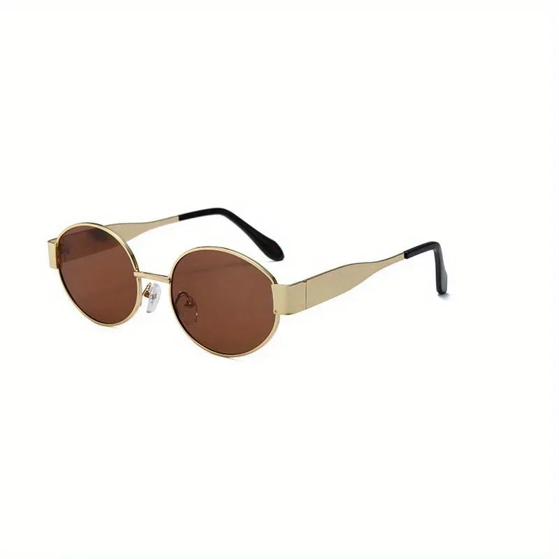 New Oval Sunglasses for Women Men Trendy Metal Frame Sun Glasses Classic Shades UV400