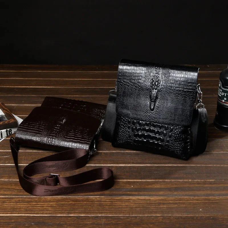 Luxury Brand Leather Men Bag Business Casual Alligator Shoulder For IPAD Male Messenger Crocodile Grain Crossbody s