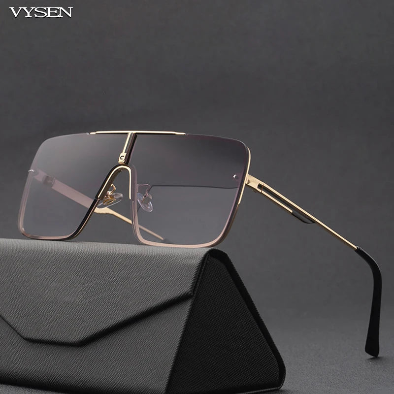 Fashion Oversized Square Sunglasses For Men Metal Frame Sun Glasses 2024 Luxury Brand Design Sunglass Male Retro Shades Eyewear