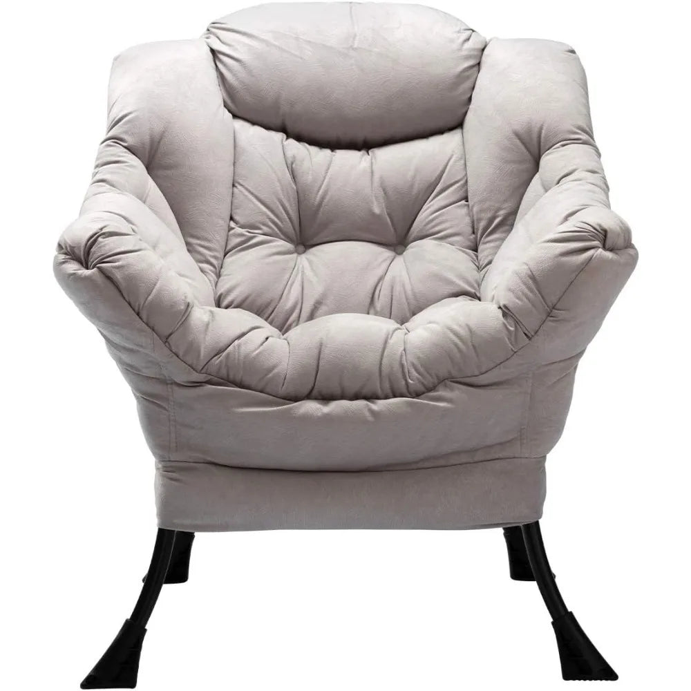 Modern Fabric Large Lazy Chair, Accent Oversized Comfy Reading Chair, Thick Padded Cozy Lounge Chair with Armrest