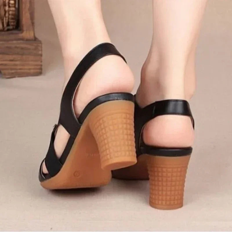 Ladies Shoes on Sale 2024 Fashion Slip on Women's Sandals Outdoor Summer Solid Open Toe Mid Heel Concise Beach Sandals Women