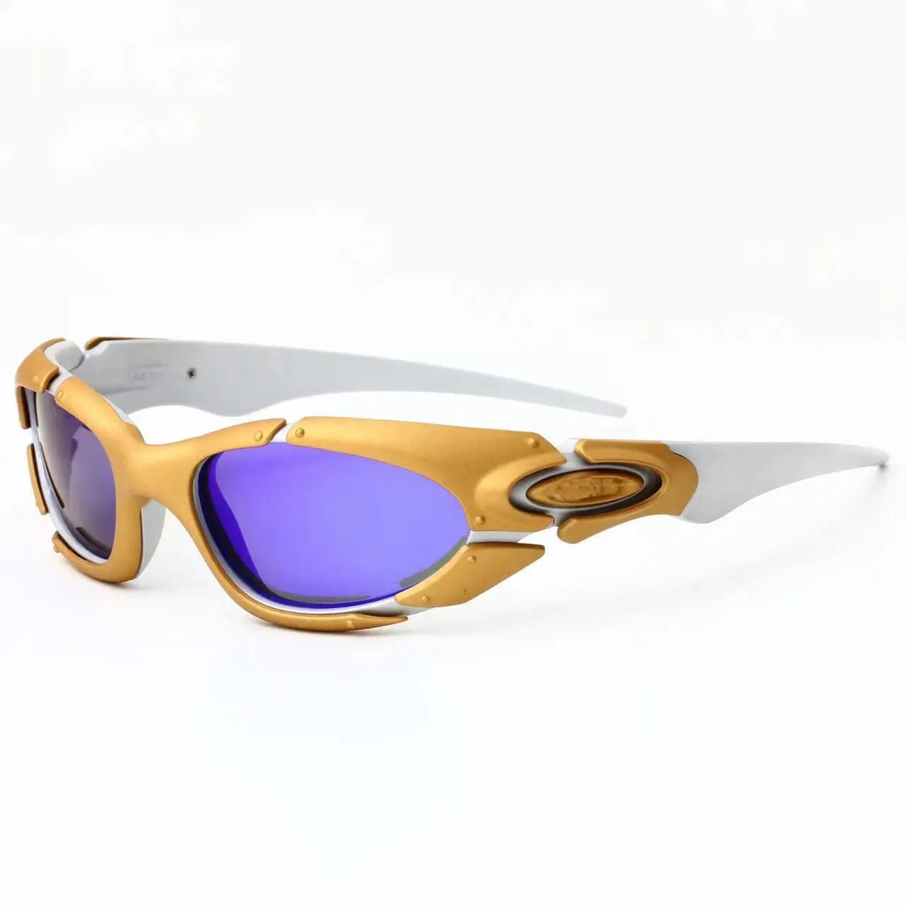 Gold framed polarized sunglasses X metal futuristic technology style outdoor sports cycling sunglasses 8001